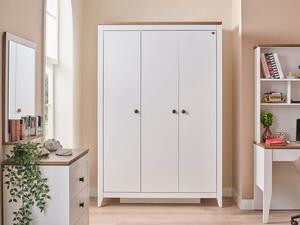 Dulap modern alb pentru copii, 3 usi, 138x58x207 cm, colectia Lucia