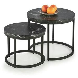 Set 2 masute cafea OREO, negru cu efect de marmura