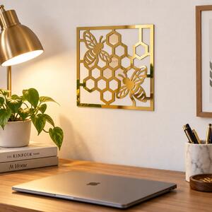 Decorațiune de perete Golden Honeycomb Art – Plexiglas oglindă auriu, 24 × 24 cm | NOOT