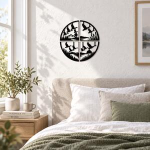 Zborul Păsărilor – Decor de perete din plexiglas alb/negru, Ø 24 cm | NOOT