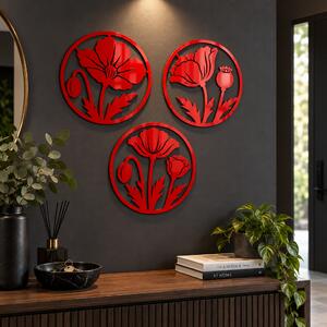 Macii Eterni – Set 3 decorațiuni de perete din plexiglas roșu, Ø 24 cm | NOOT