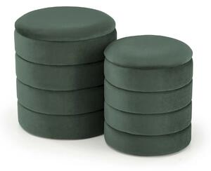 Set 2 taburete PACHO, stofa catifelata verde, cu spatiu depozitare