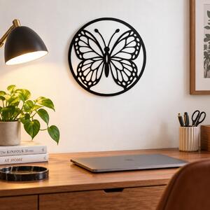 Decorațiune de perete Fluture Vitrail NOOT – Plexiglas alb/negru, Ø 24 cm