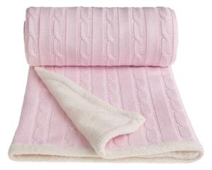 Pătură tricotată din amestec de bumbac pentru copii T-TOMI Winter, 80 x 100 cm, roz