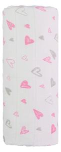Prosop din bumbac pentru copii T-TOMI Tetra Pink Hearts, 120 x 120 cm