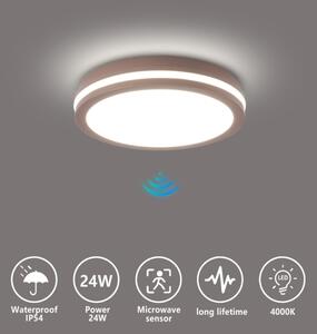 Brilagi - Lampă LED de exterior cu senzor BENE LED/24W/230V pr. 26 cm maro IP54