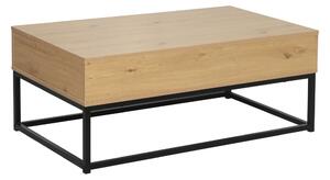 Masuta cafea LIVINA, stejar/negru, DTD laminat/metal, 100x55x40 cm
