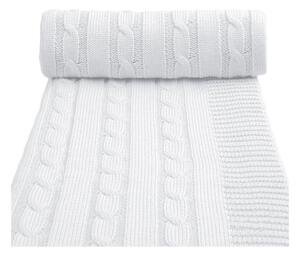 Pătură tricotată din amestec de bumbac pentru copii T-TOMI Spring, 80 x 100 cm, alb