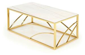 Masuta cafea UNIVERSE 3, alb/auriu, ceramica/metal, 120x60x40 cm