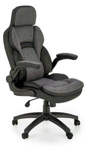 Scaun birou VALERIO, negru/gri, piele ecologica/panza, 67x69x120/128 c