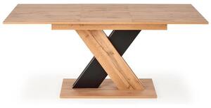 Masa extensibila XARELTO, stejar/negru, PAL furniruit, 130/175x85x76 c