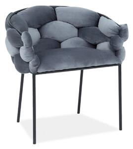 Scaun NORTE, gri/negru, stofa catifelata/metal, 76x40x75 cm