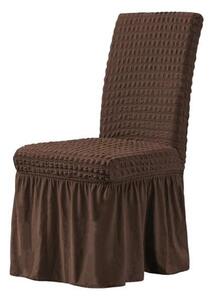 Set 6 x husa de scaun, cu volane - Maro inchis