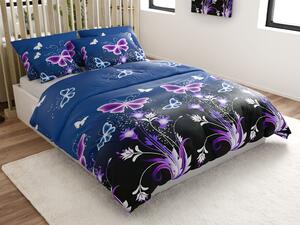 Lenjerie cocolino VIOLET BUTTERFLY albastru închis Dimensiune lenjerie de pat: 70 x 90 cm | 140 x 220 cm