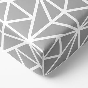 Goldea cearceaf de pat 100% bumbac cu elastic - forme geometrice albe pe gri 90 x 200 cm