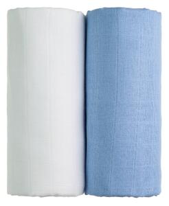 Set 2 prosoape din bumbac T-TOMI Tetra, 90 x 100 cm, alb - albastru