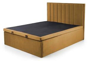 Pat ASENTO 160x200, stofa catifelata galben mustar - Element 8, cu sup
