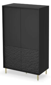 Dulap BULLET S-1, negru/auriu, PAL laminat/metal, cu 4 usi, 90x53x185