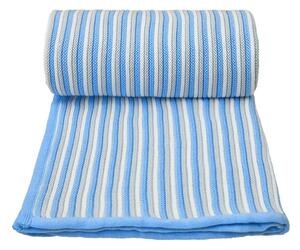 Pătură tricotată din amestec de bumbac pentru copii T-TOMI Spring, 80 x 100 cm, alb - albastru