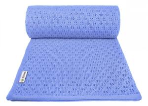 Pătură tricotată din amestec de bumbac pentru copii T-TOMI Summer, 80 x 100 cm, albastru