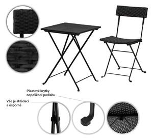 Set de polirattan Stilista Garden, negru, 2 scaune + masă