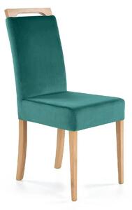 Scaun CLARION, verde/stejar, stofa catifelata/lemn, 42x58x97 cm