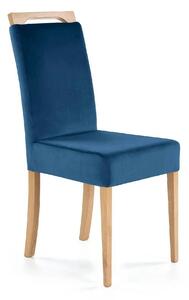 Scaun CLARION, albastru/stejar, stofa catifelata/lemn, 42x58x97 cm