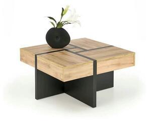 Masuta SEVILLA S, stejar/negru, PAL laminat, 80x80x47 cm