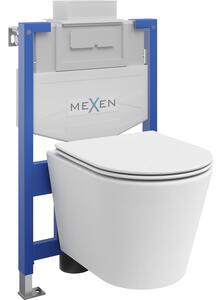Mexen set WC încastrat cadru Felix XS-U cu vas de toaletă Rico și capac de toaletă cu închidere lentă, Albă mat - 68530724001