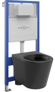 Mexen set WC încastrat cadru Felix Slim cu vas de toaletă Rico, Negru mat - 6103372XX85