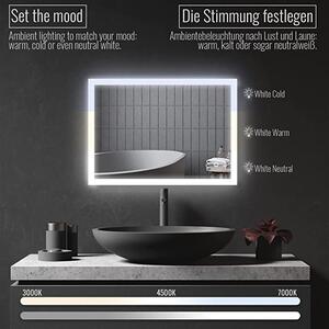 Aquamarin Oglindă LED de baie, 80 x 60 cm