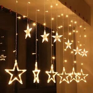Decorațiune de Crăciun-stele strălucitoare,150 LED,alb cald