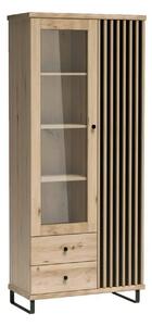 Vitrina CALI C2, stejar artisan/negru, PAL laminat, 86x41x191 cm