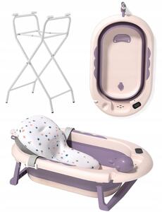 Cada de baie pliabilă pentru copii VAIANA PREMIUM cu pernă și suport - mai multe culori Violet