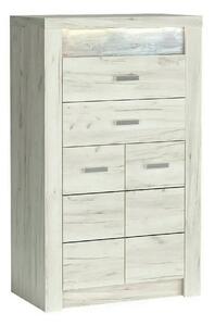 Comoda INDIANAPOLIS I6, stejar craft alb, PAL laminat, cu 2 sertare, 2