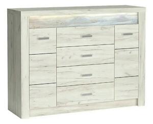 Comoda INDIANAPOLIS I7, stejar craft alb, PAL laminat, cu 4 sertare, 2