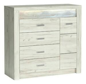 Comoda INDIANAPOLIS I17, stejar craft alb, PAL laminat, cu 4 sertare
