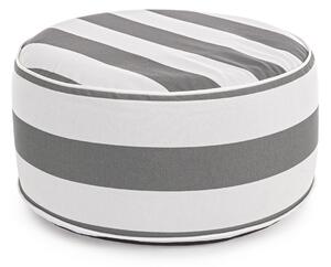 Taburet gonflabil Stripes, Bizzotto, Ø53 x 23 cm, poliester filat rezistent la apa, alb/gri