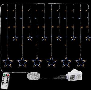 Perdea de Crăciun - 12 stele, 150 LED-uri, alb cald / rece
