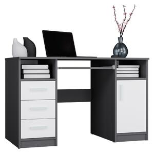 Birou Mandeville 330Cu sertare, Cu un raft pentru tastatură, Cu ușă, 8x12x6cm, Alb, Antracit
