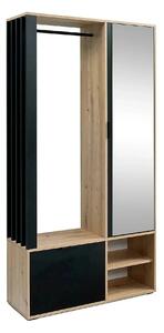 Cuier mobila hol MILO, stejar artisan/negru, PAL laminat/metal, 100x33