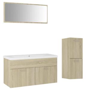 Set mobilier de baie, stejar sonoma, lemn prelucrat