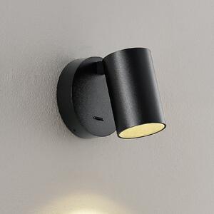 Deko-Light Spot de perete CAN TILT, negru, Ø 10 cm metal GU10 comutator, Negru, Camera de zi / sufragerie, Aluminiu, Perete rotund