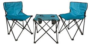 Set mobilier pentru camping Heinner, 3 piese, otel/poliester, albastru