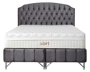 Pat LOFT 160x200, stofa catifelata albastru inchis - Luna 19, cu somie