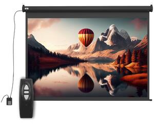HOMCOM Ecran pentru Proiector de 84 inch, Reglabil cu Telecomandă, Ecran de Proiecție Compact, 171x130 cm, Negru | Aosom Romania