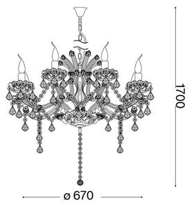 Lustră de cristal pe lanț Ideal Lux NAPOLEON 8xE14/40W/230V d. 67 cm crom
