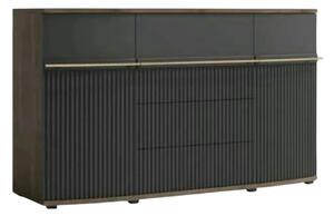 Comoda CANDY2 C12, stejar carpenter/gri/negru, PAL, 175x43x101 cm
