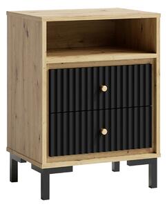Noptiera PARII PA14, stejar artisan/negru, PAL laminat, 50x37x68 cm