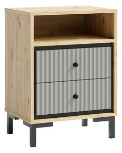 Noptiera PARII PA14, stejar artisan/gri, PAL laminat, 50x37x68 cm